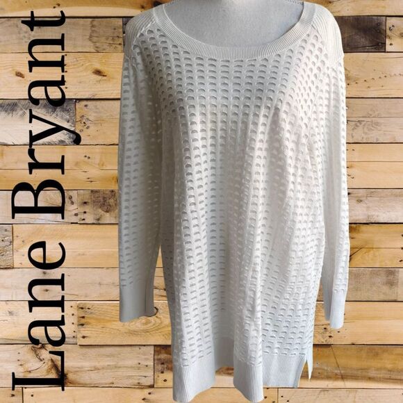 LANE BRYANT Women’s Lightweight sweater w/hollowed design w/ sheer underlay - Picture 1 of 8